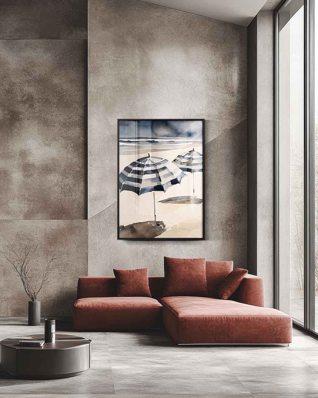 Strandparaplu Paradijs Kunstwerk-canvas-dibond-plexiglas-wanddecoratie-WallArtistic