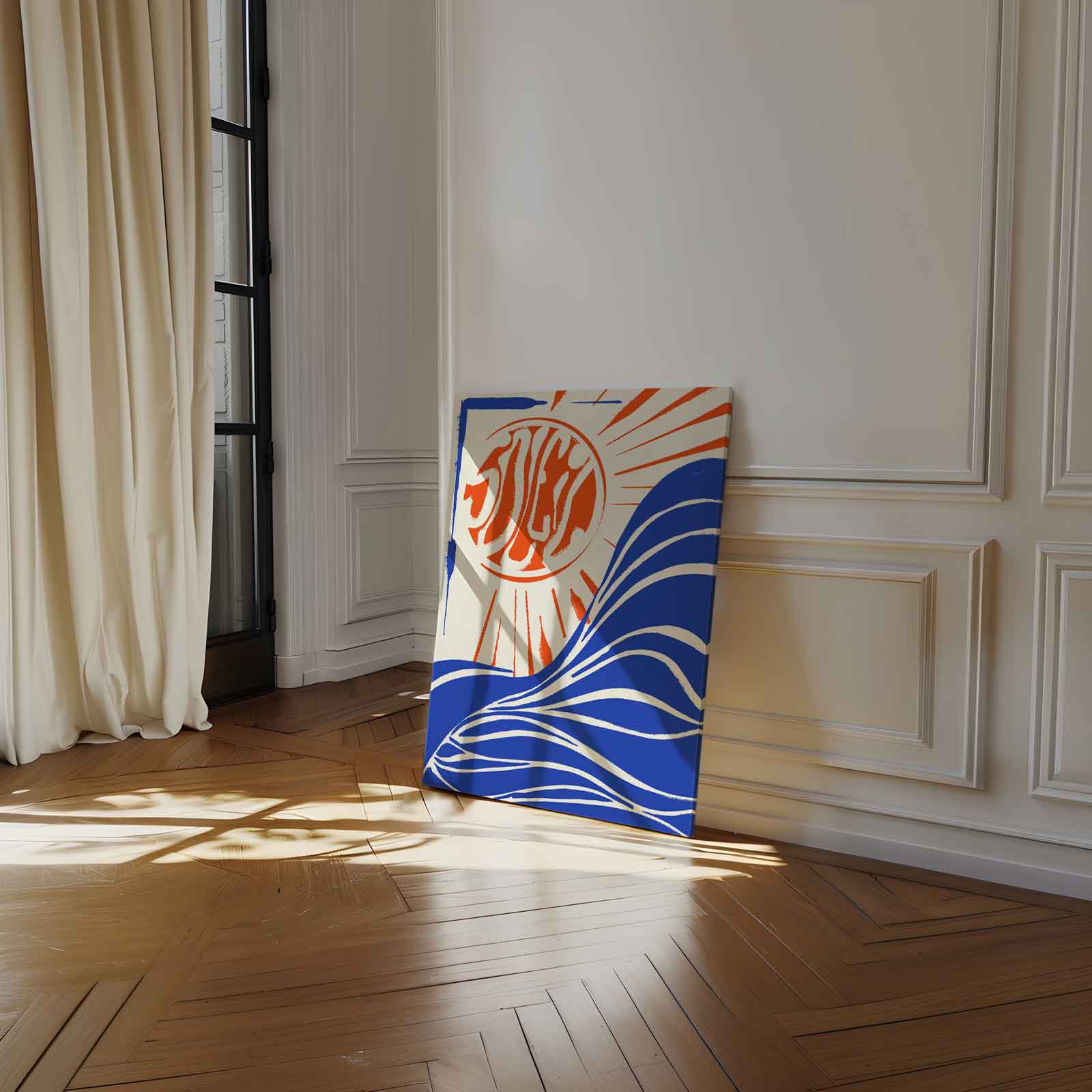 Zon en Golven Abstract Kunstwerk-canvas-dibond-plexiglas-wanddecoratie-WallArtistic