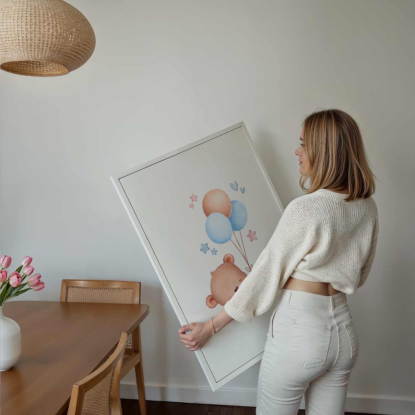 Schattige Slapende Beer met Ballonnen Poster