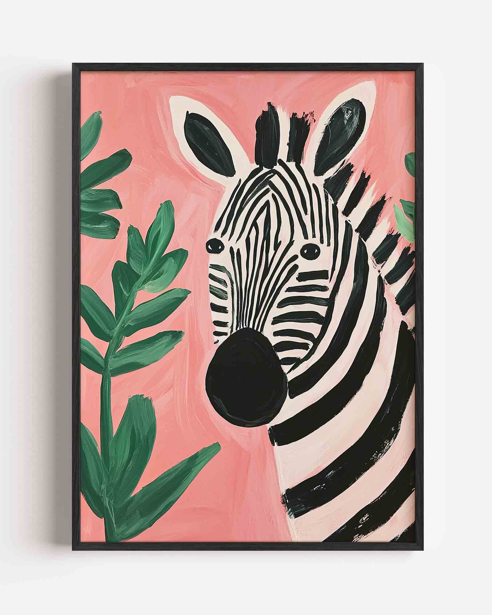 Zebra en bladeren Poster