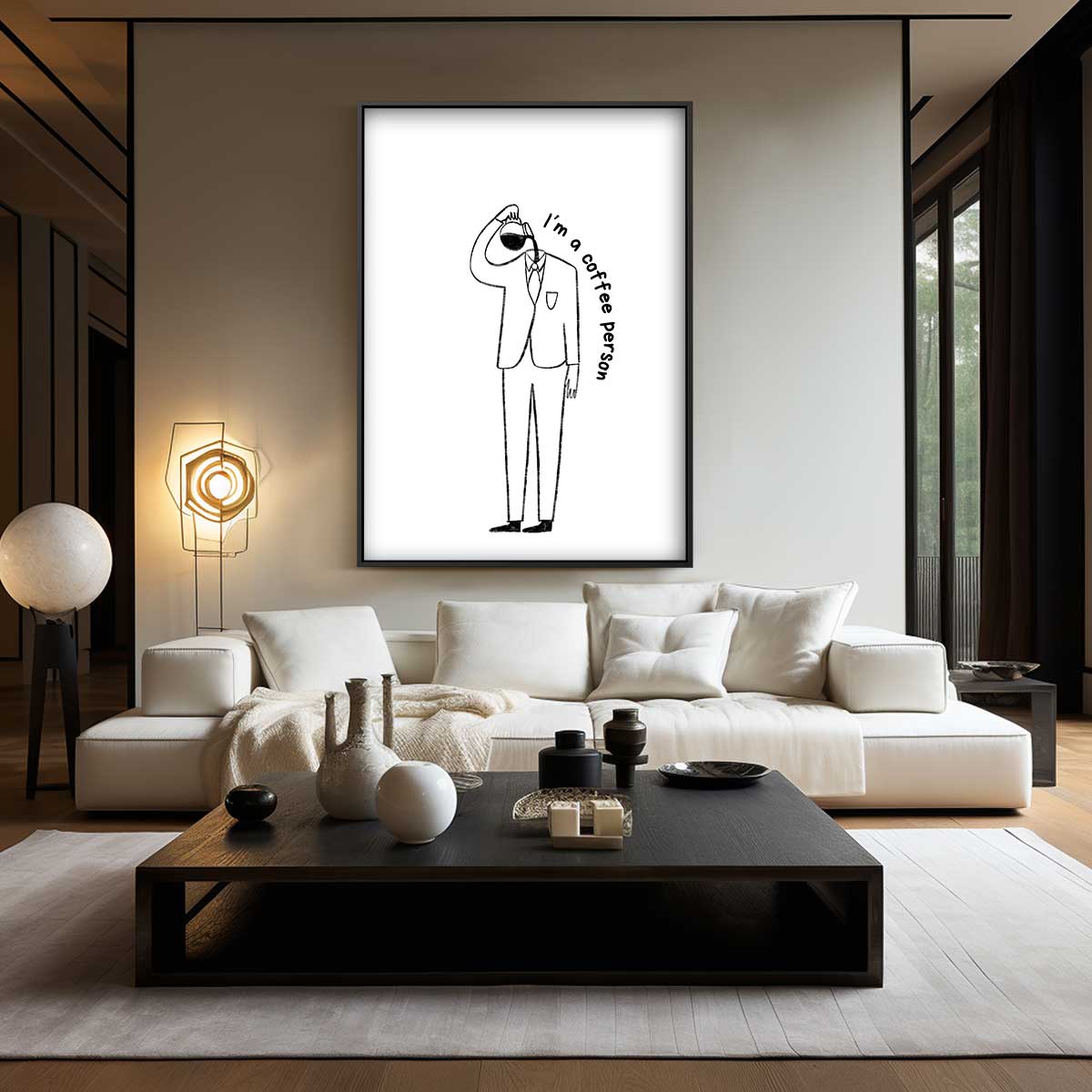 Stijlvolle koffieliefhebber illustratie Kunstwerk-canvas-dibond-plexiglas-wanddecoratie-WallArtistic