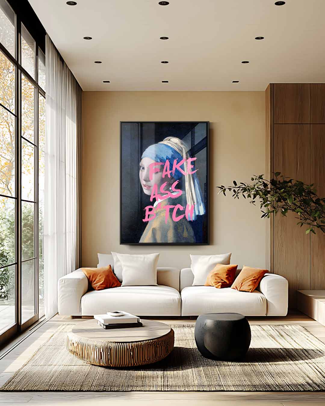 Moderne Meisje met de Parel Kunstwerk-canvas-dibond-plexiglas-wanddecoratie-WallArtistic