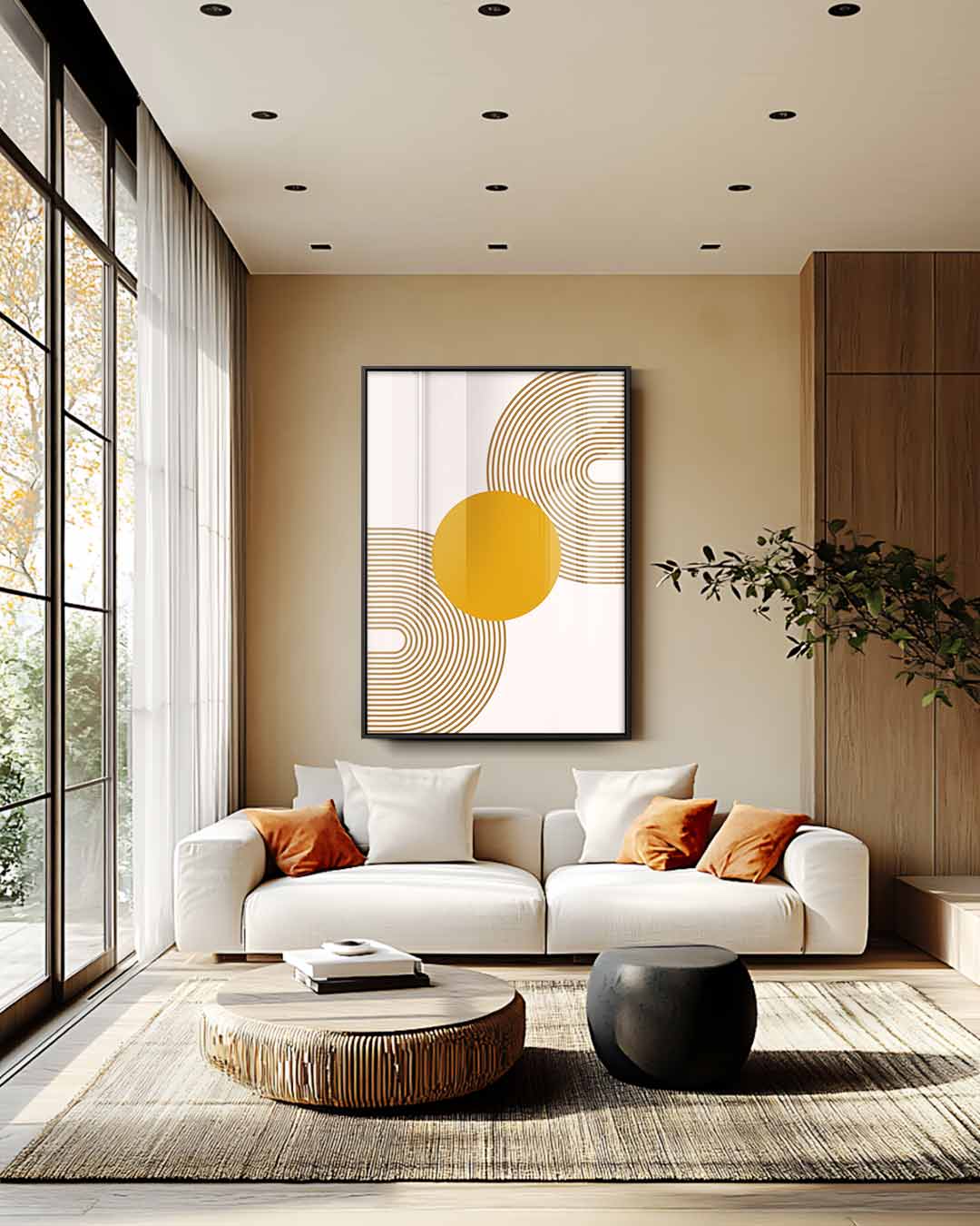 Retro Cirkelpatroon Kunstwerk-canvas-dibond-plexiglas-wanddecoratie-WallArtistic