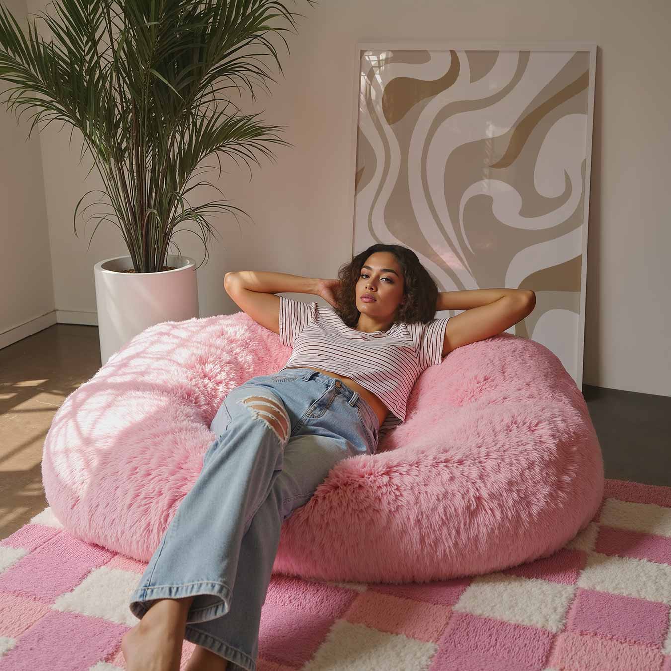 Beige Golven Abstract Poster-WallArtistic