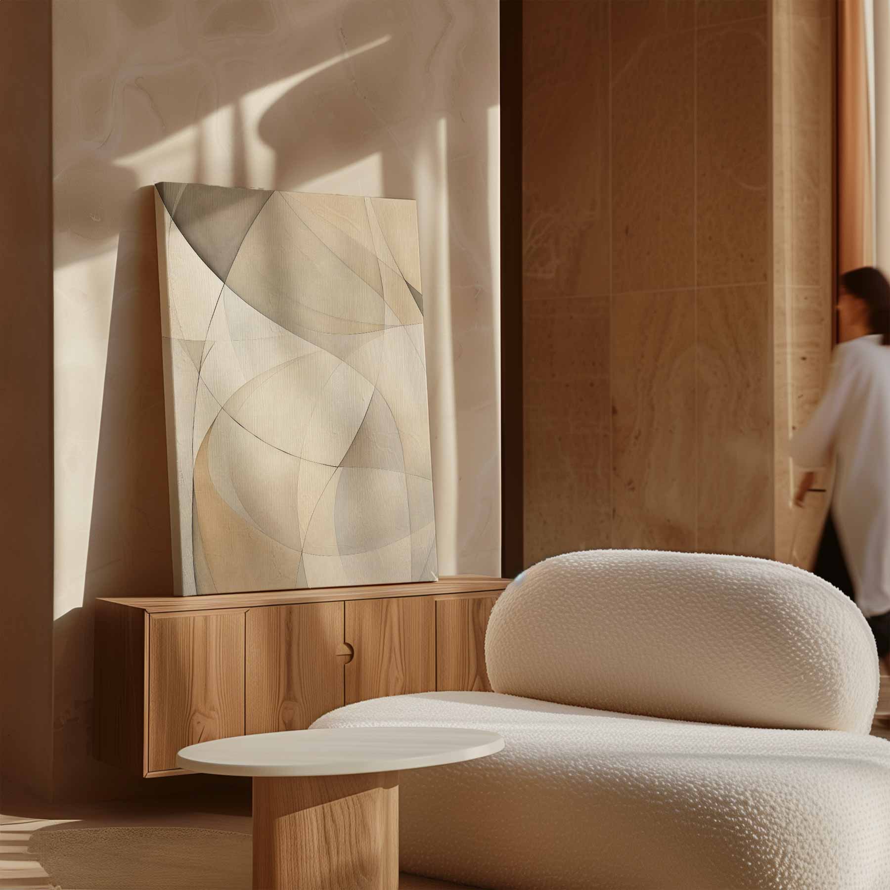 Subtiele Neutrale Golven Kunstwerk-canvas-dibond-plexiglas-wanddecoratie-WallArtistic