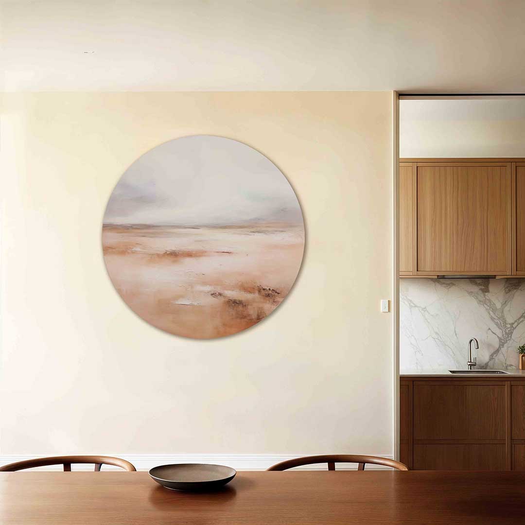 Landschap in beige Muurcirkel