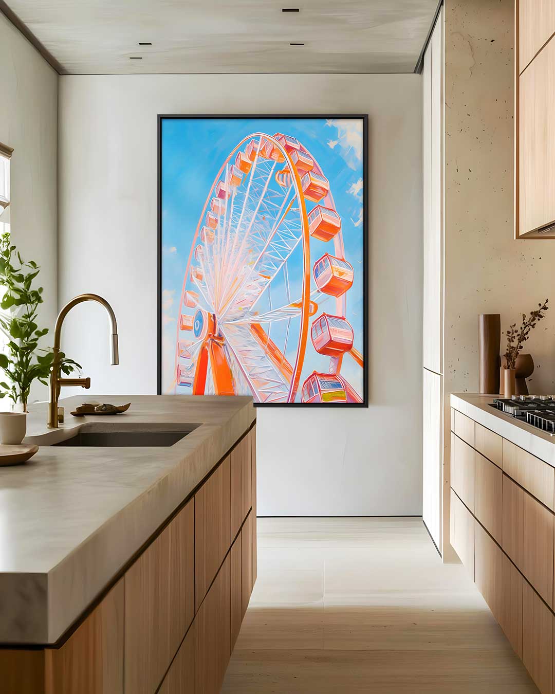 Vrolijk Reuzenrad in de Lucht Kunstwerk-canvas-dibond-plexiglas-wanddecoratie-WallArtistic