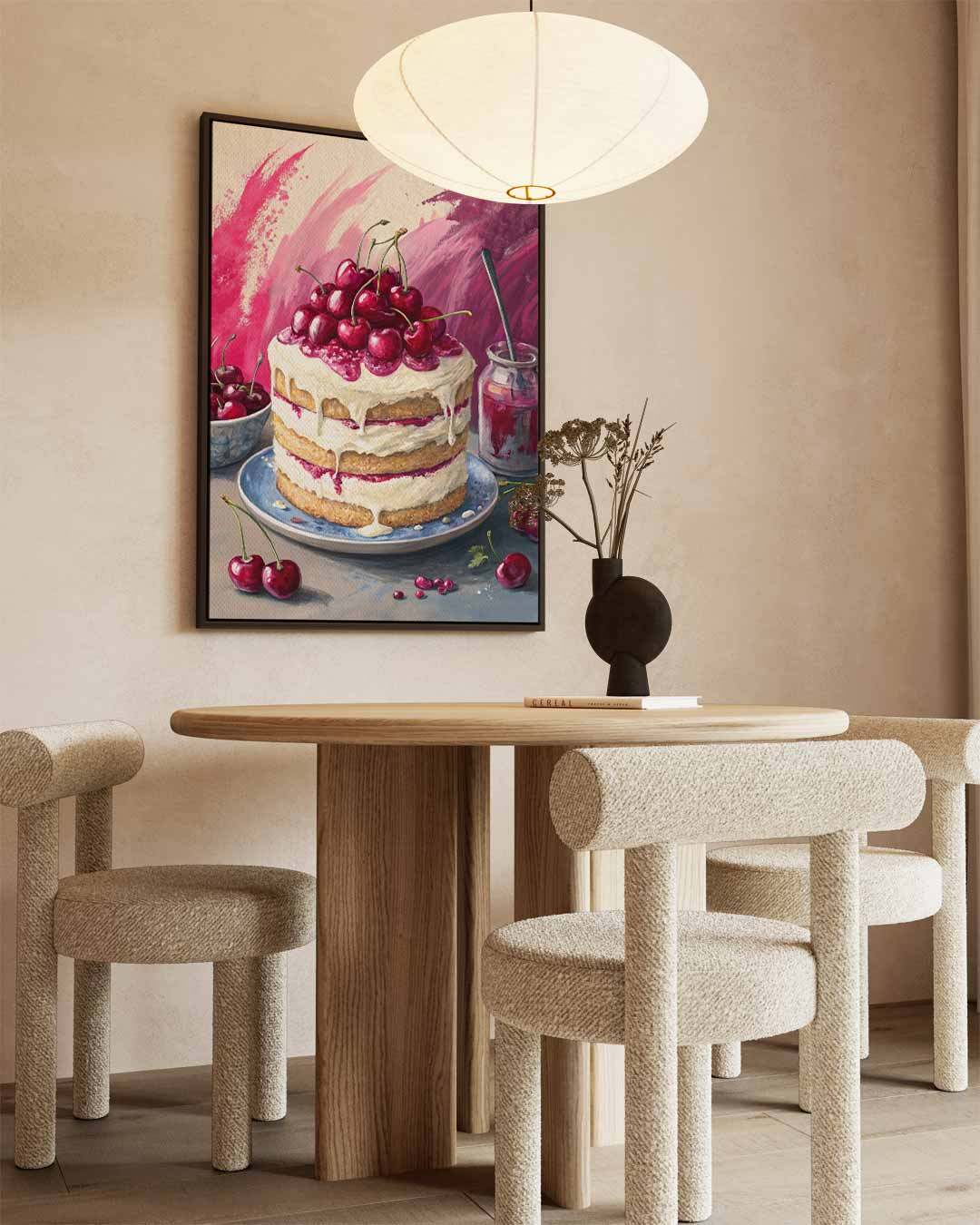 Verrukkelijk Kersentaart Schilderij Kunstwerk-canvas-dibond-plexiglas-wanddecoratie-WallArtistic