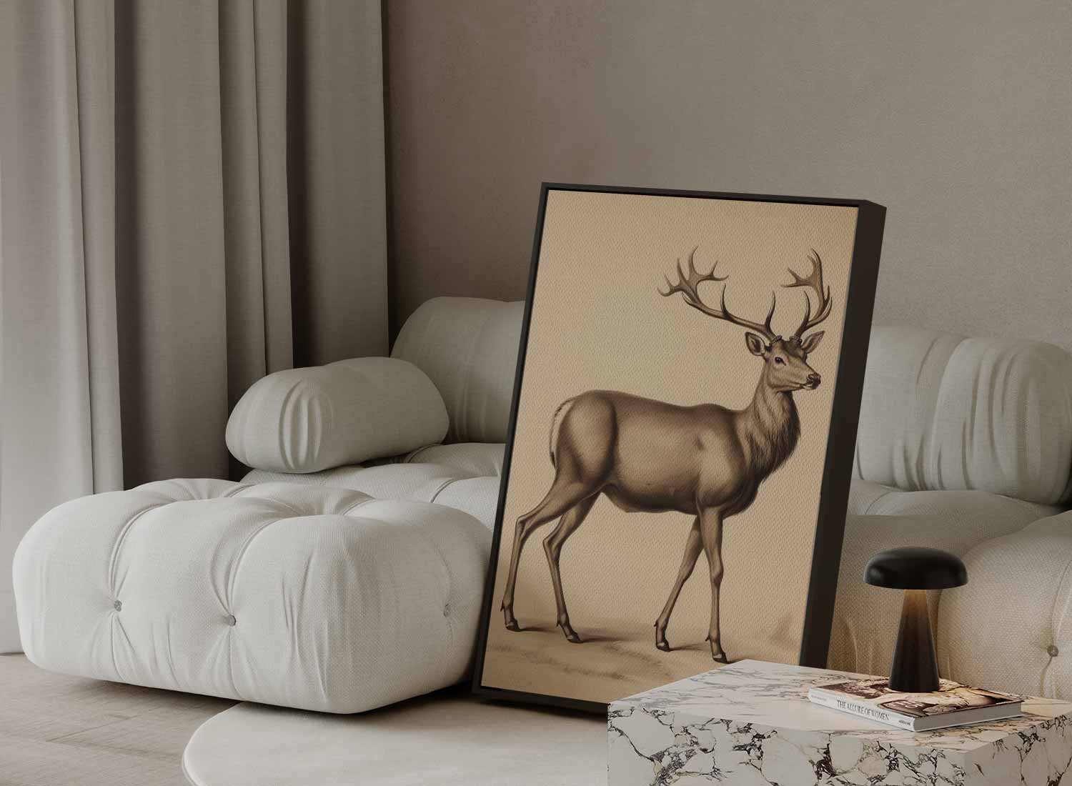 Elegante Hert in Potlood Kunstwerk-canvas-dibond-plexiglas-wanddecoratie-WallArtistic