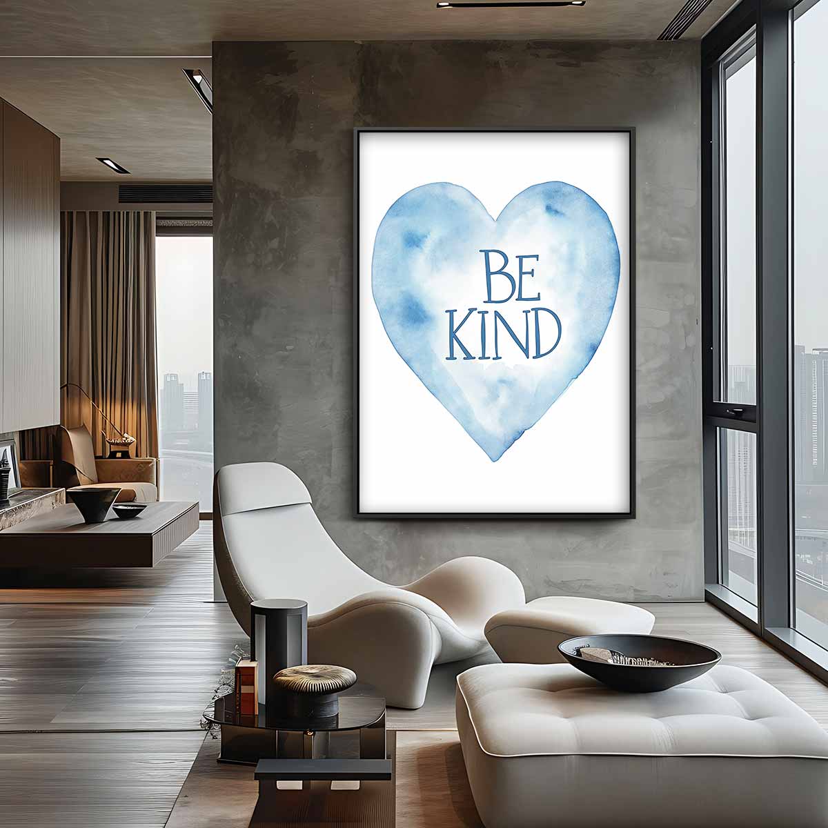 Waterverf Hart met Motivatie Kunstwerk-canvas-dibond-plexiglas-wanddecoratie-WallArtistic