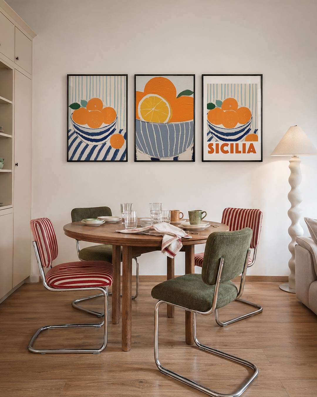 Fruit en strepen Posterset