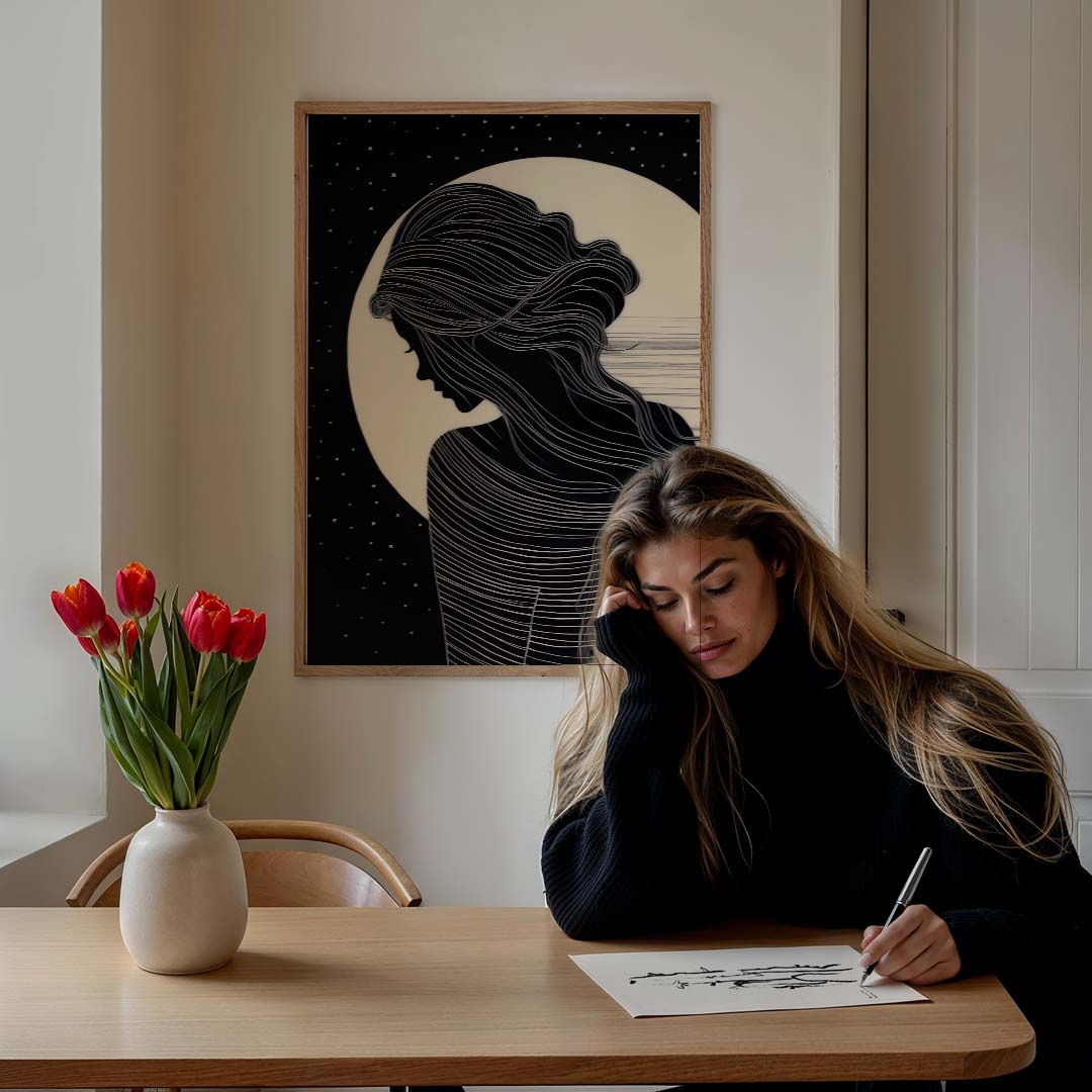 Dromerige Nachtvrouw Poster-WallArtistic