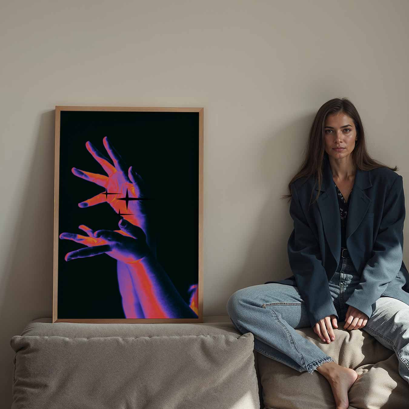 Neon Handen Poster-WallArtistic