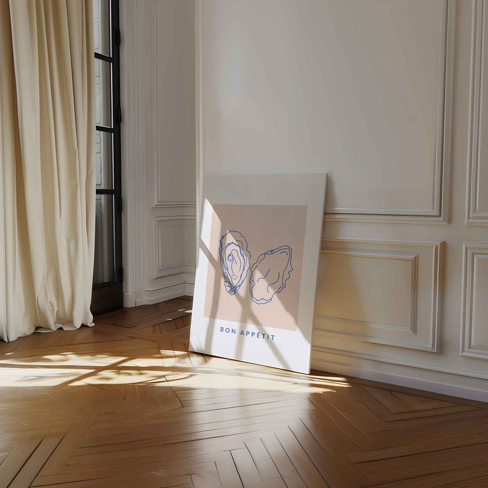 Stijlvolle Oester Illustratie Kunstwerk-canvas-dibond-plexiglas-wanddecoratie-WallArtistic