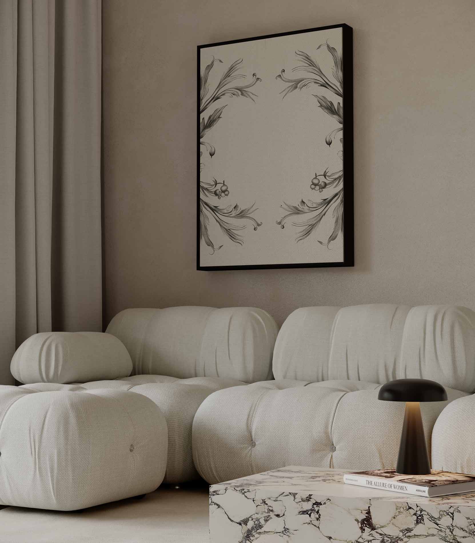Elegante Bloemenillustratie Kunstwerk-canvas-dibond-plexiglas-wanddecoratie-WallArtistic