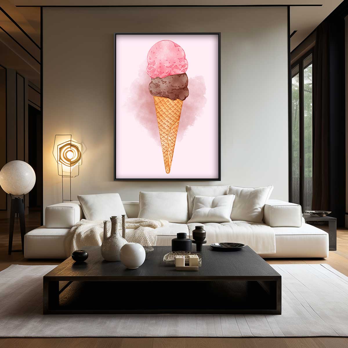 Zomerse IJshoorn Aquarel Kunstwerk-canvas-dibond-plexiglas-wanddecoratie-WallArtistic