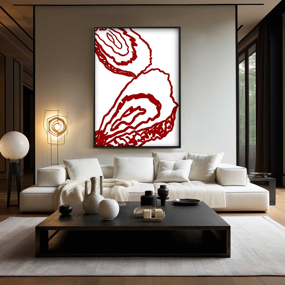 Abstracte Oesterlijnen Kunstwerk-canvas-dibond-plexiglas-wanddecoratie-WallArtistic