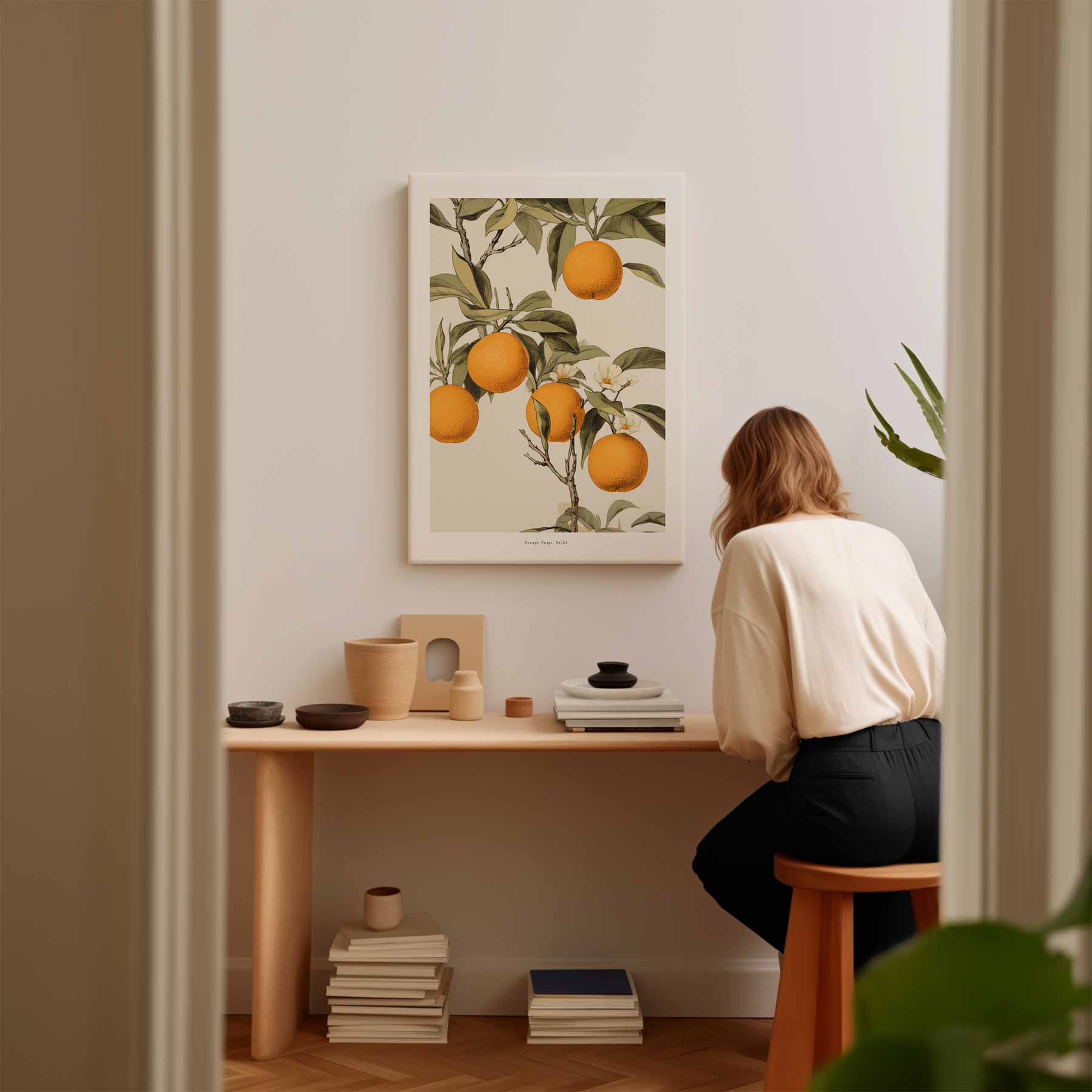 Vintage Sinaasappel Illustratie Kunstwerk-canvas-dibond-plexiglas-wanddecoratie-WallArtistic