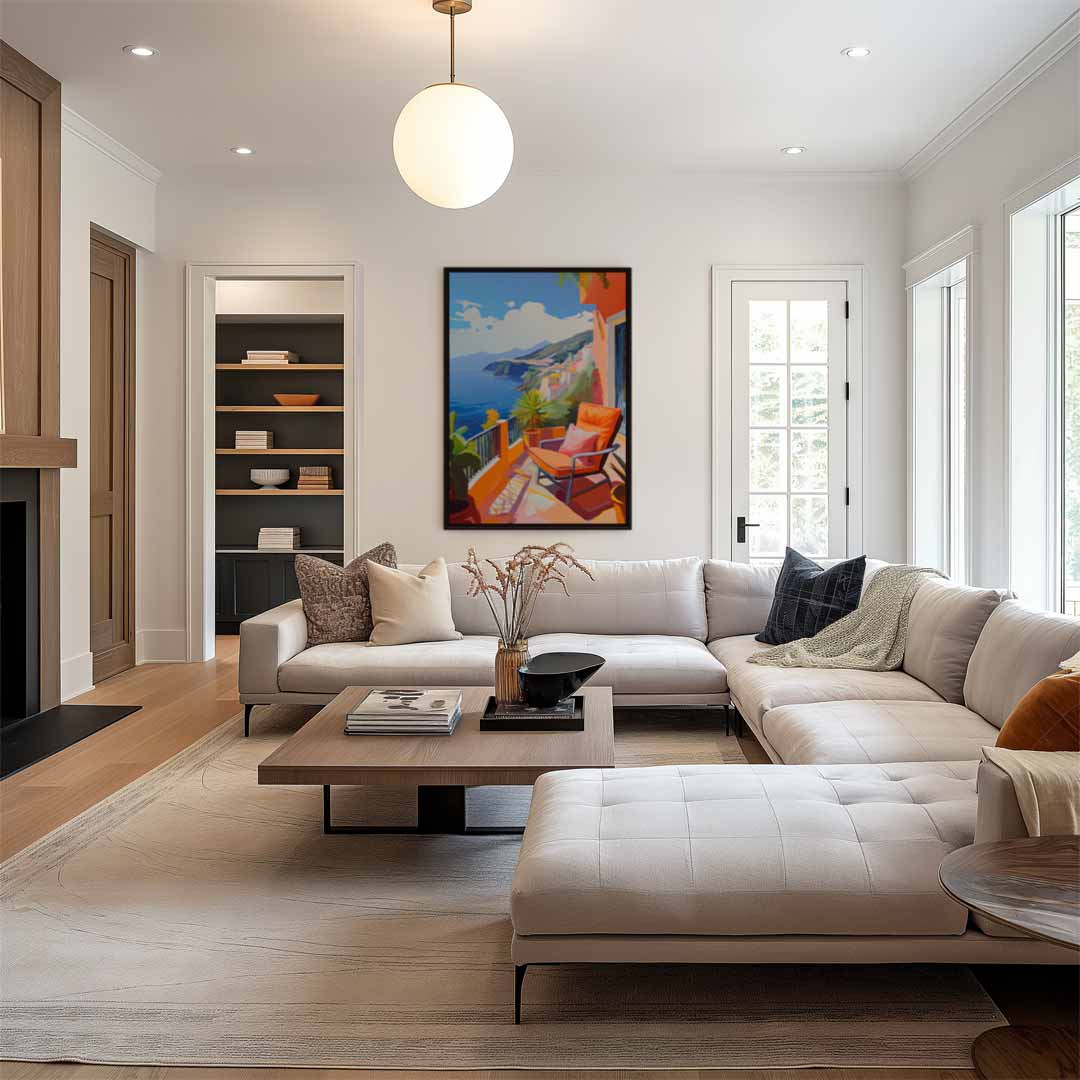 Zonnige Mediterrane Balkon Kunstwerk-canvas-dibond-plexiglas-wanddecoratie-WallArtistic