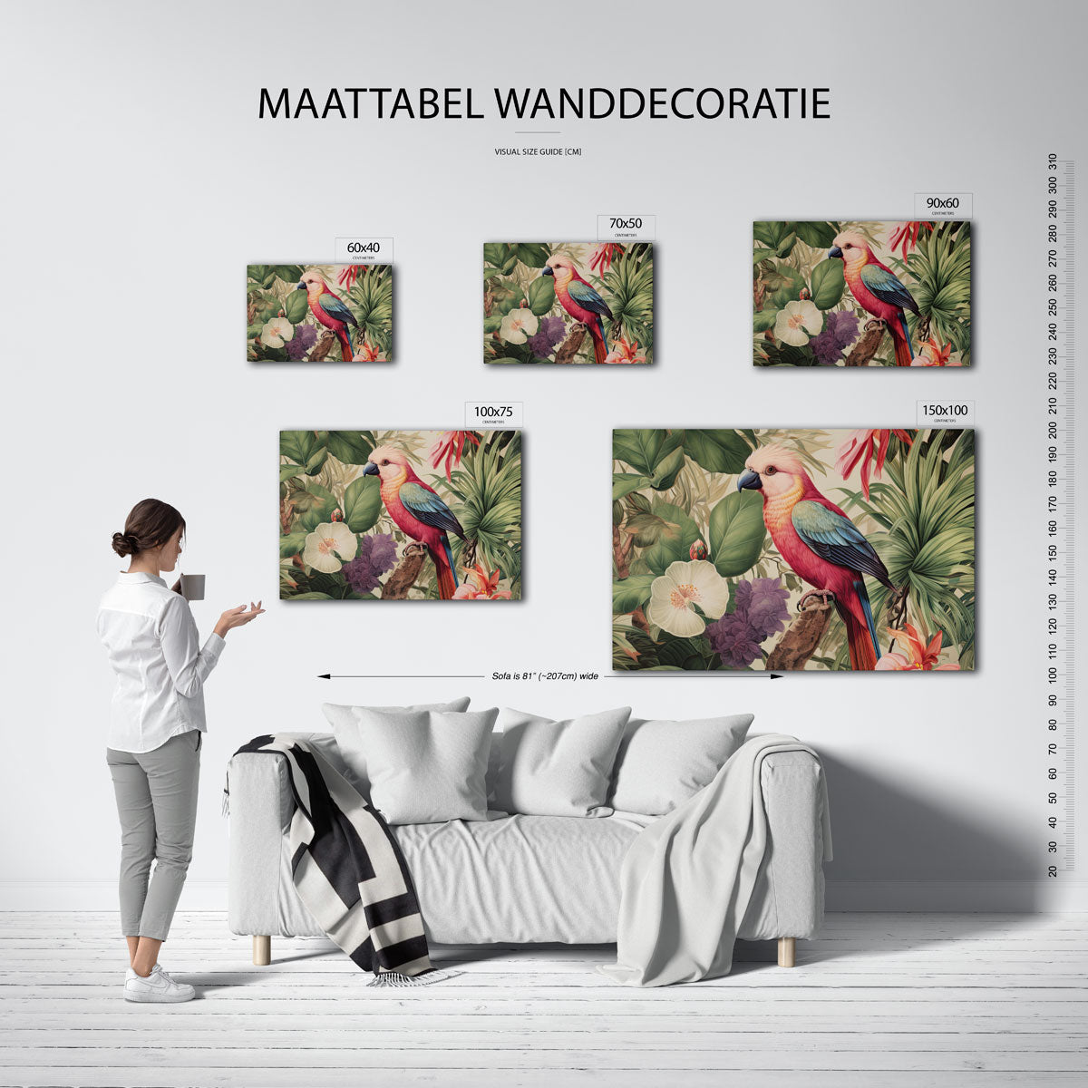 Exotische vogel en bloemen Kunstwerk
