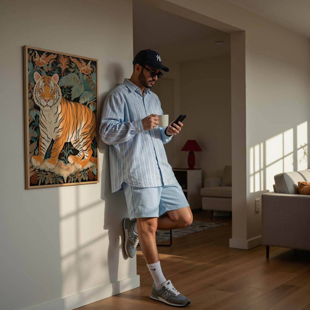 Stoere Tijger Jungle Poster-WallArtistic