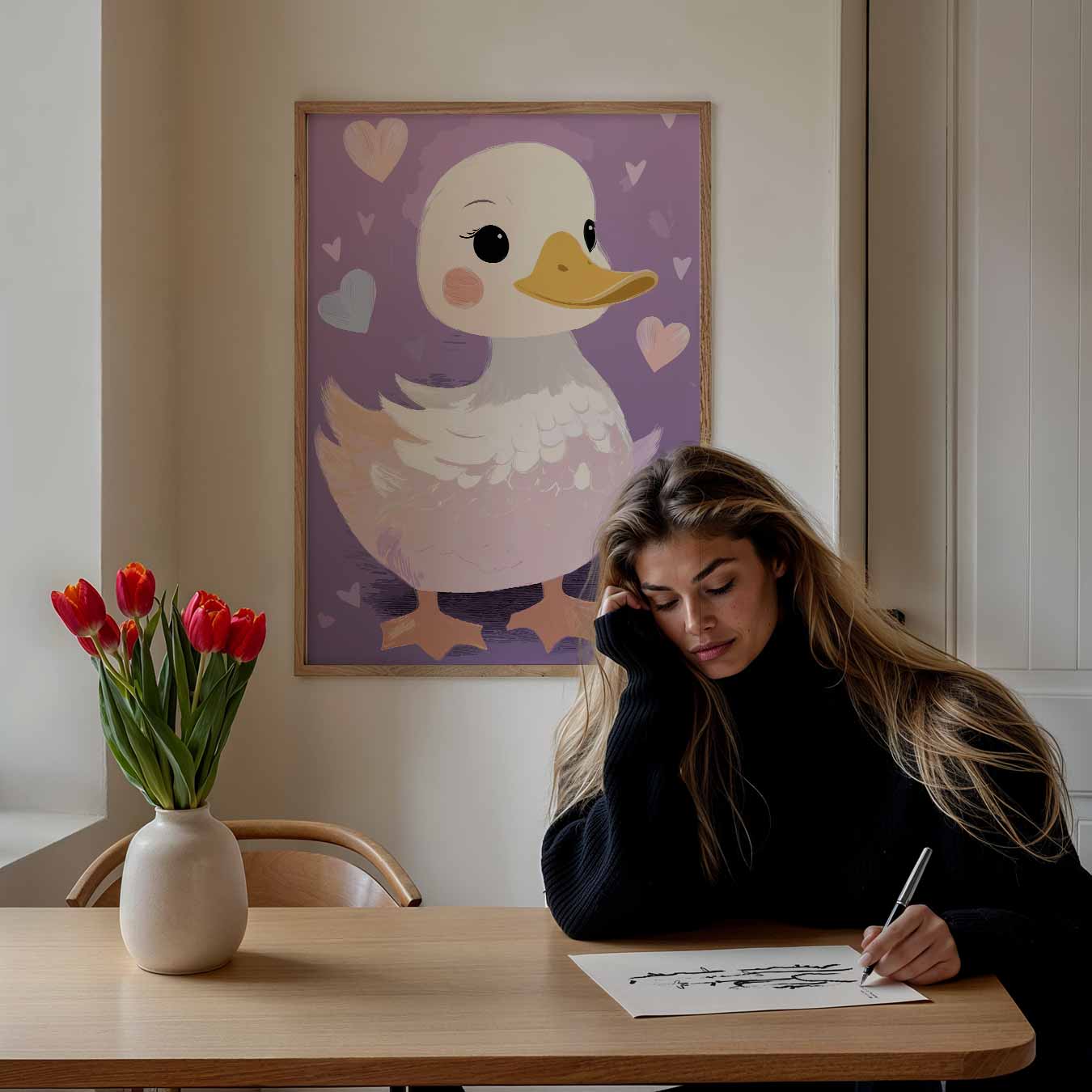Schattige Eend Decoratieve Poster