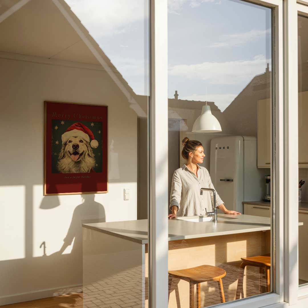 Vrolijke Kerstmis Hond Poster-WallArtistic