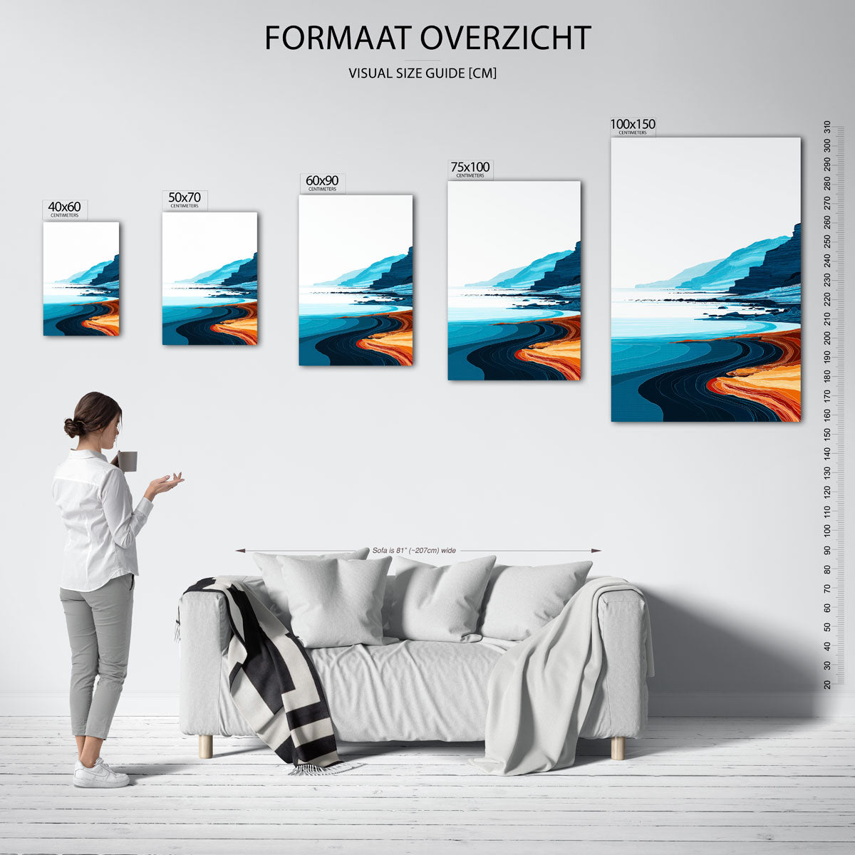 Kustlijn in lijnen Kunstwerk