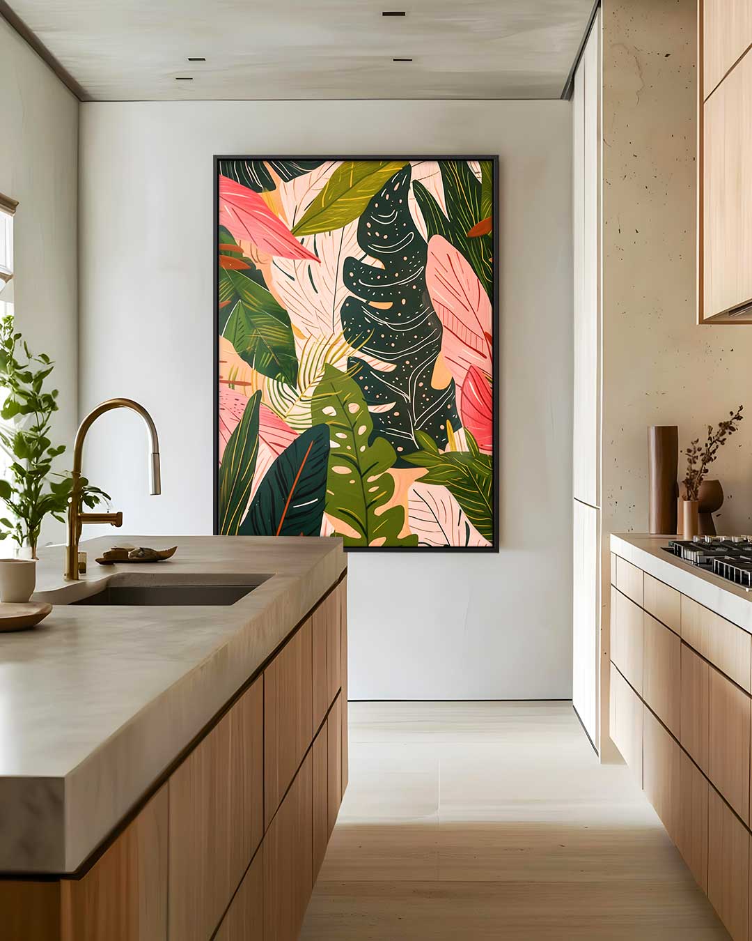 Tropische Bladeren Mix Kunstwerk-canvas-dibond-plexiglas-wanddecoratie-WallArtistic