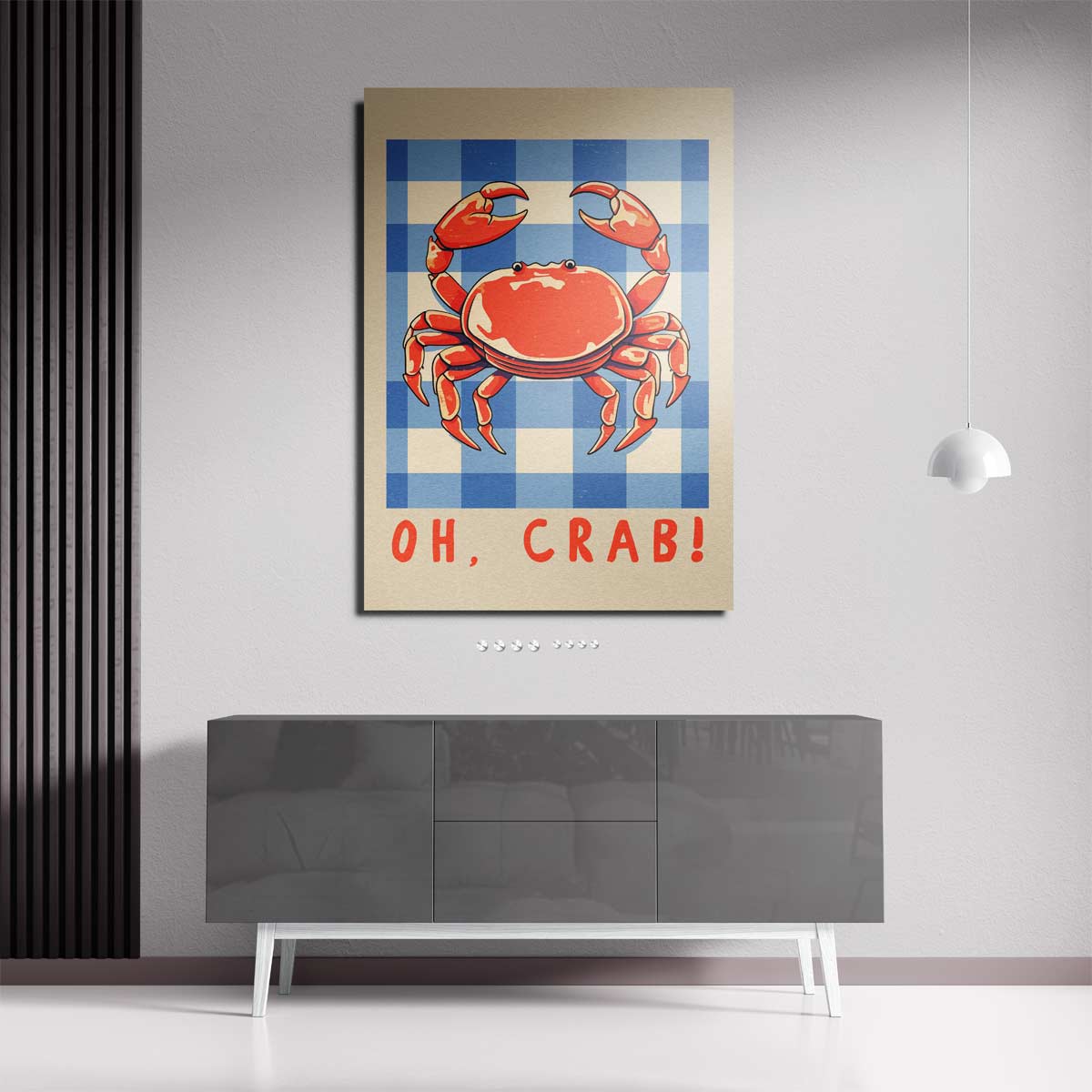 Oh Crab! Speelse Krab Illustratie Kunstwerk-canvas-dibond-plexiglas-wanddecoratie-WallArtistic