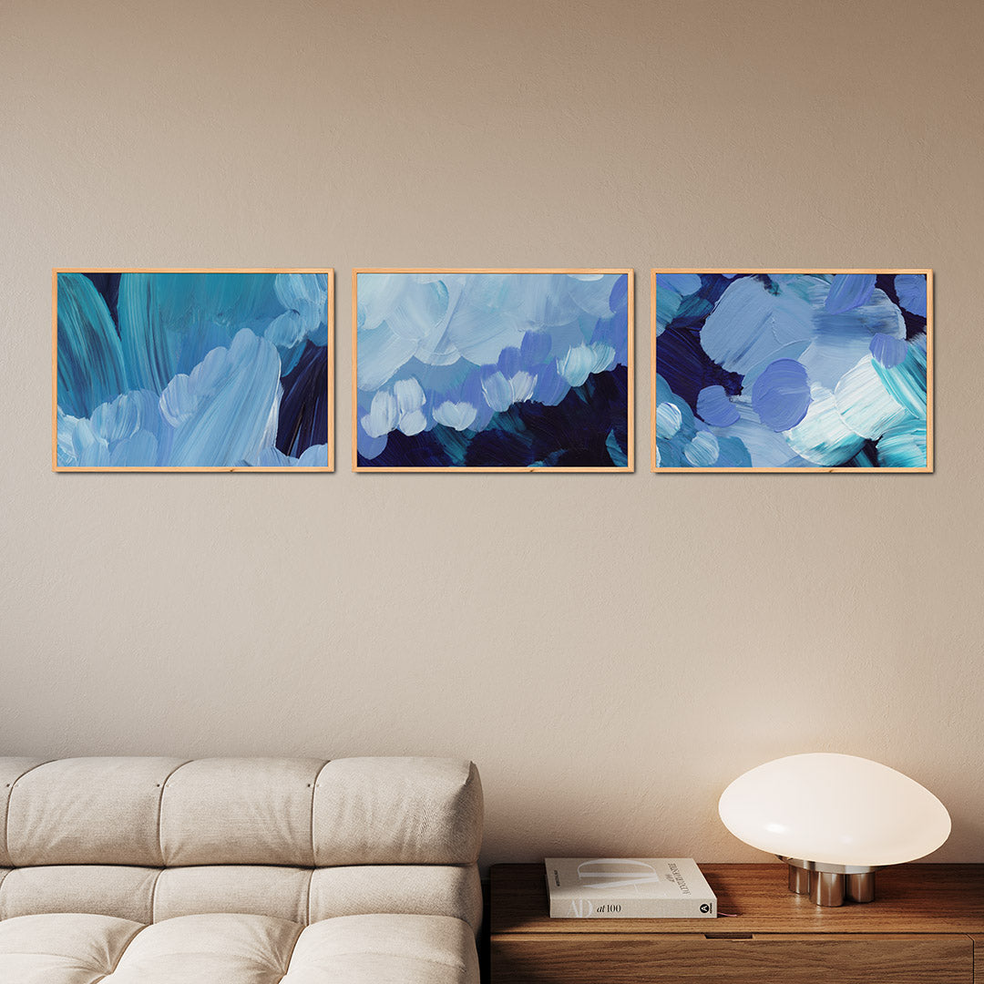 Blauwe borstelstreken Posterset