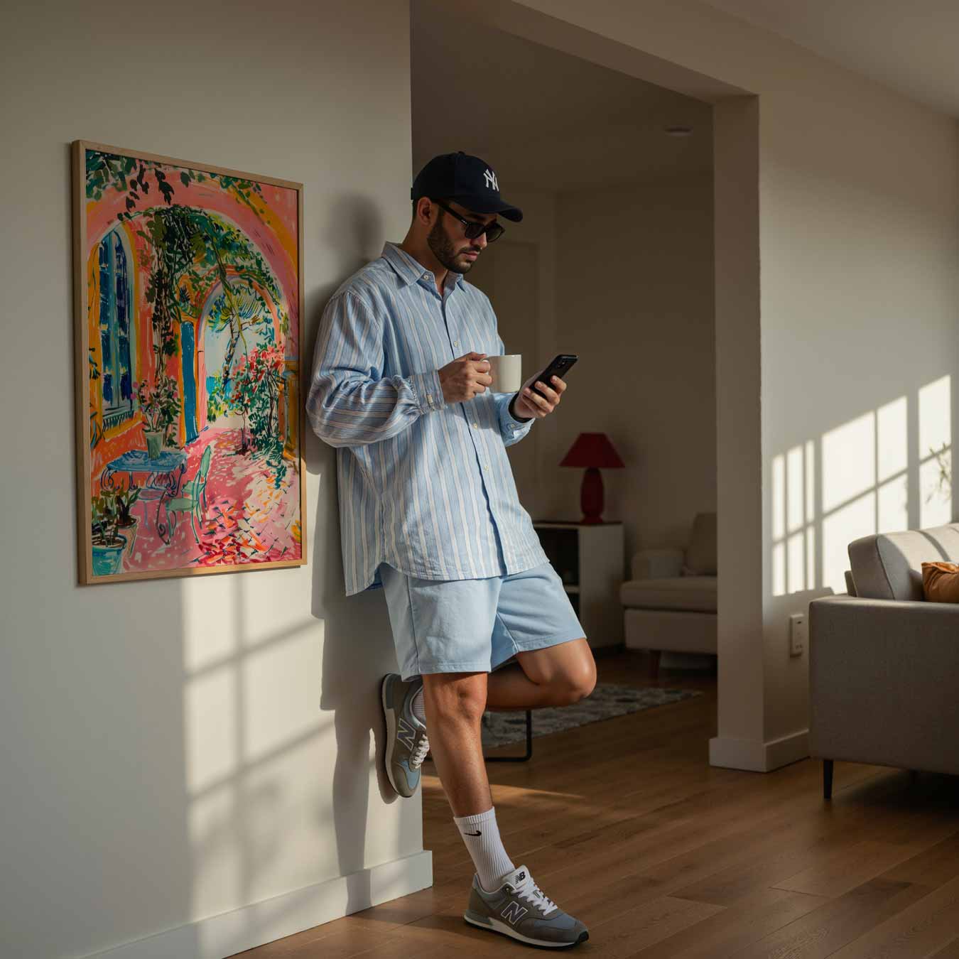 Zomers Terras in Kleurrijke Arches Poster-WallArtistic