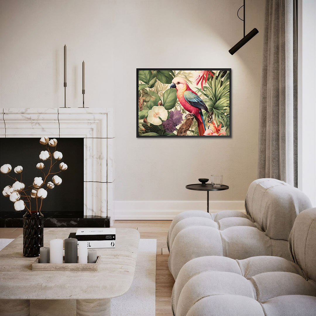 Exotische vogel en bloemen Kunstwerk