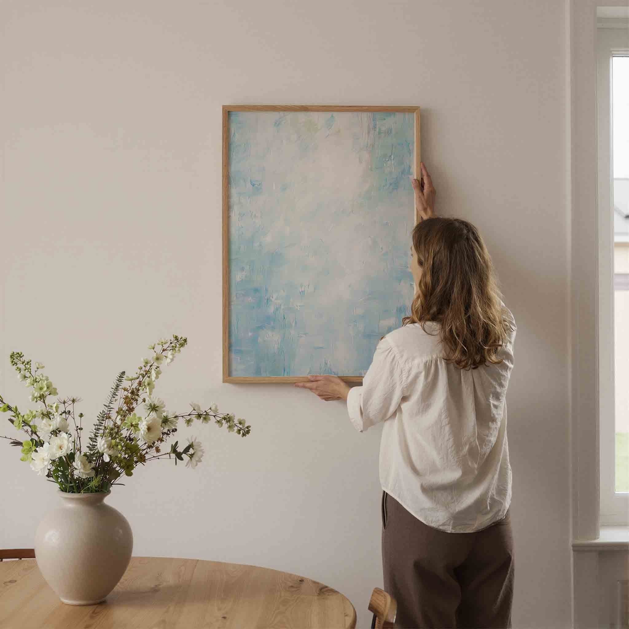 Lichtblauwe abstracte Poster