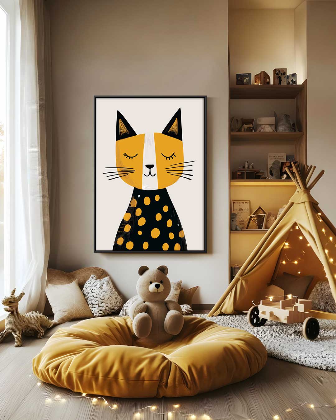 Vrolijke Kattenkunst Kunstwerk-canvas-dibond-plexiglas-wanddecoratie-WallArtistic