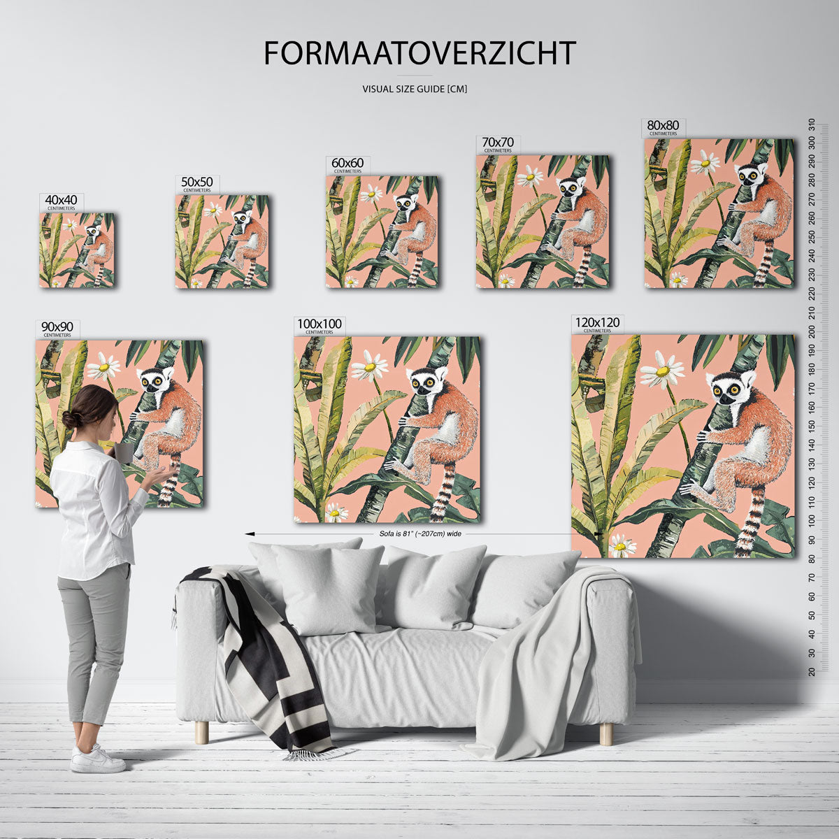 Lemur met bloemen Poster
