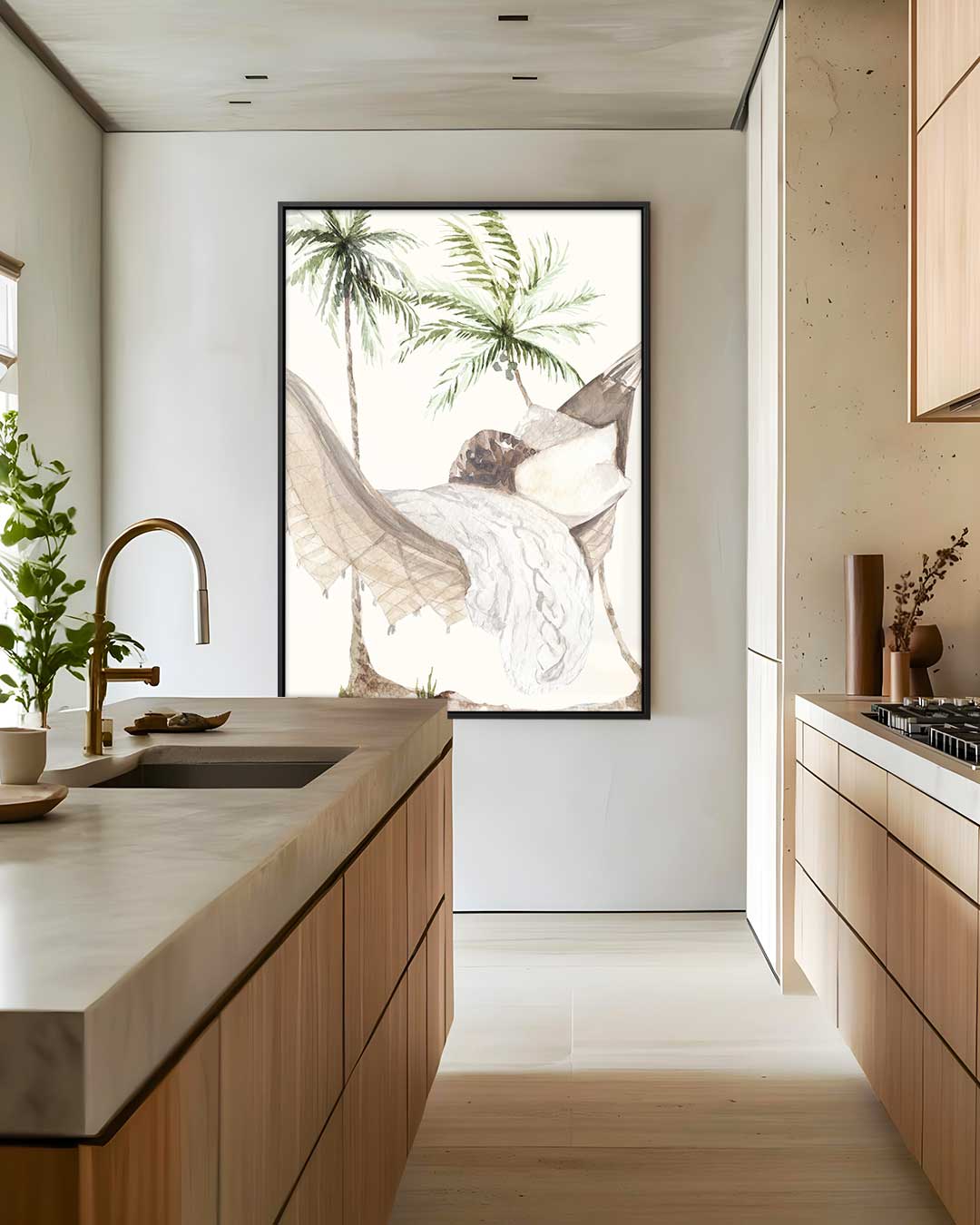 Zonnige Hangmat Droom Kunstwerk-canvas-dibond-plexiglas-wanddecoratie-WallArtistic