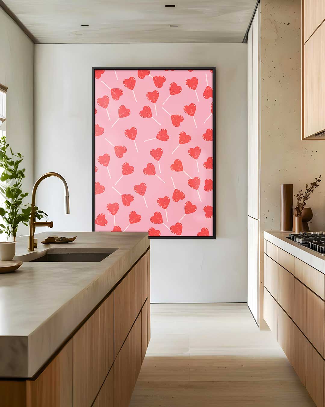 Liefdevolle Hartjes Lollypatroon Kunstwerk-canvas-dibond-plexiglas-wanddecoratie-WallArtistic