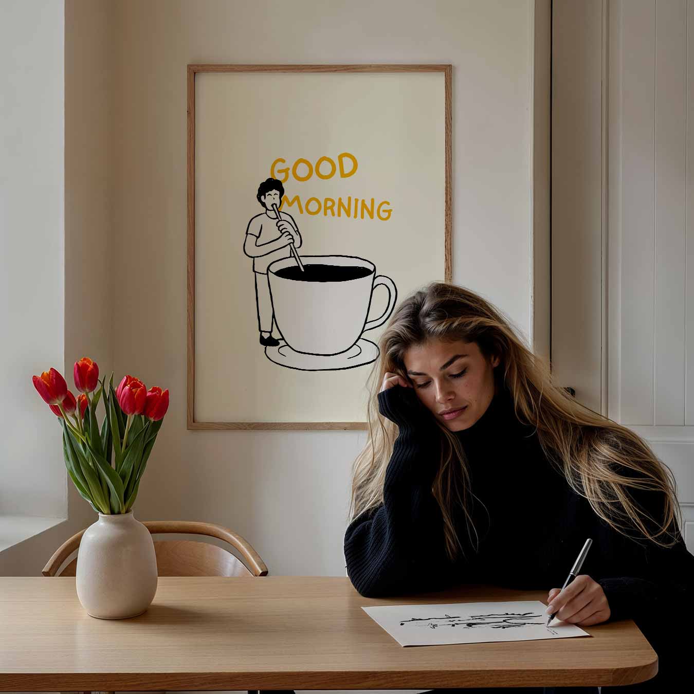 Good Morning Koffieposter-WallArtistic