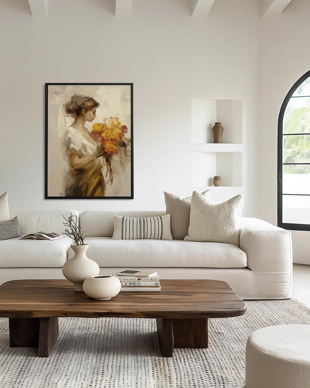 Vrouw met bloemen Kunstwerk