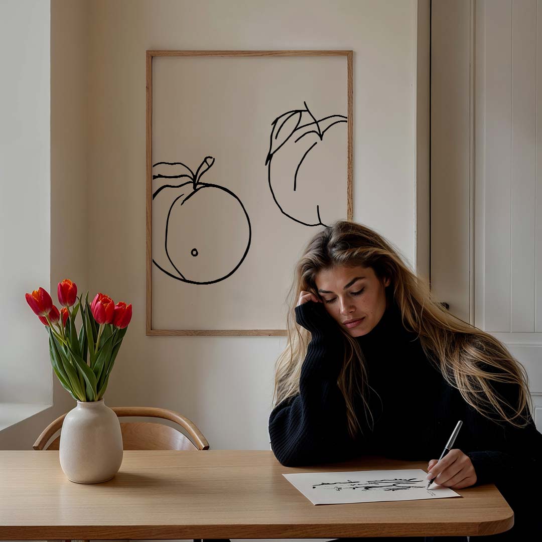 Moderne Perziken Illustratie Poster-WallArtistic