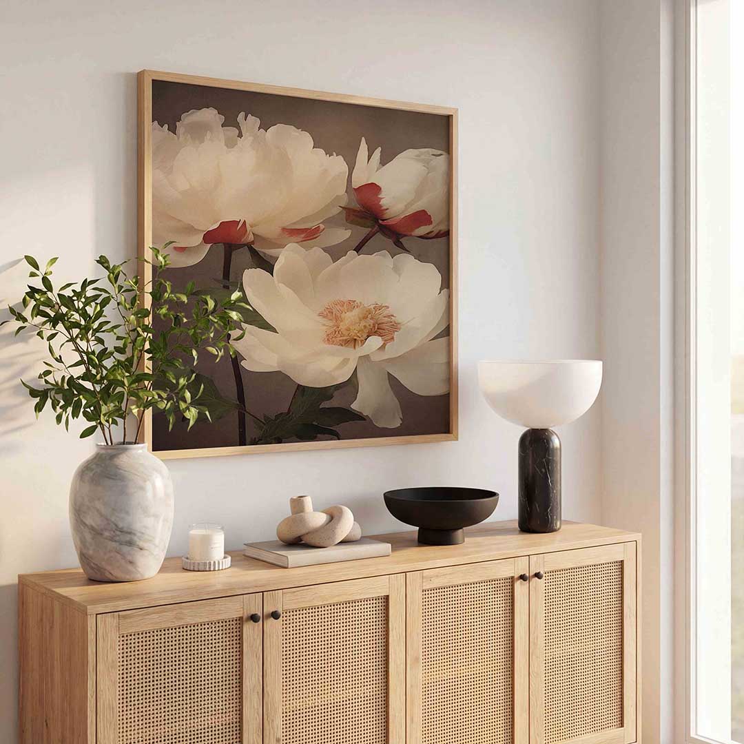 Witte bloemen Poster