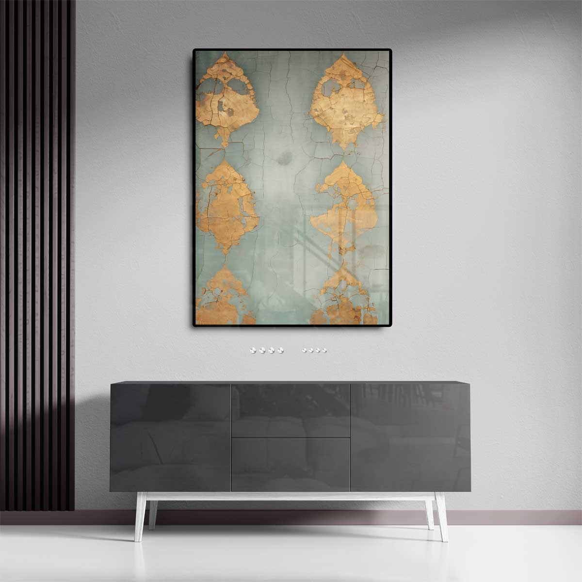 Gouden Glim op Verweer Lijnenspel Kunstwerk-canvas-dibond-plexiglas-wanddecoratie-WallArtistic