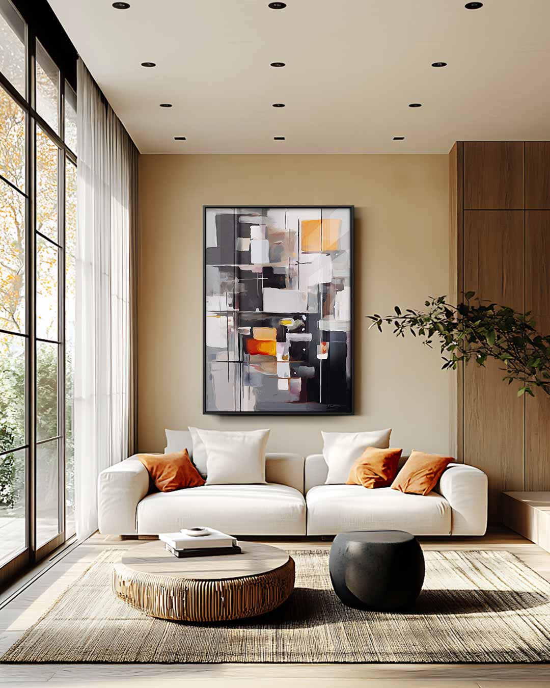 Abstracte Geometrie in Kleuren Kunstwerk-canvas-dibond-plexiglas-wanddecoratie-WallArtistic