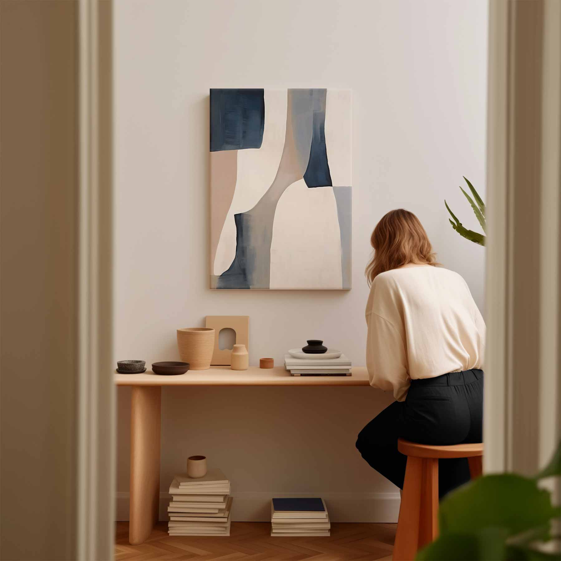 Abstracte Harmonie in Neutrale Tinten Kunstwerk-canvas-dibond-plexiglas-wanddecoratie-WallArtistic