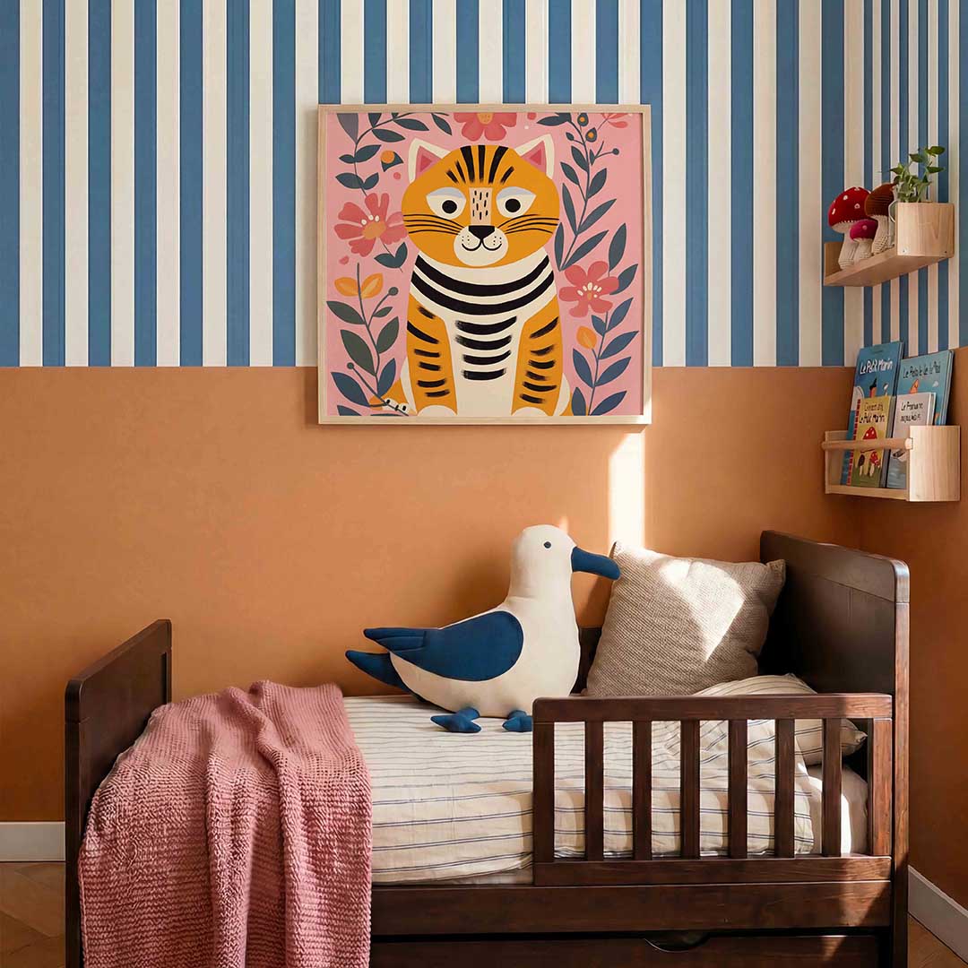 Kat met bloemen Poster