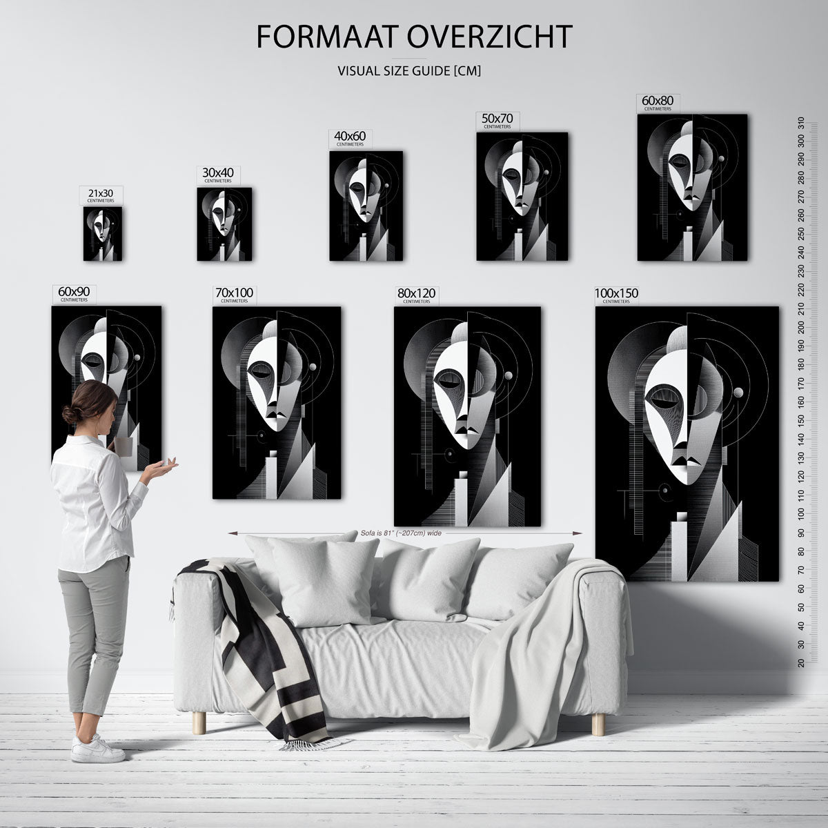 Abstracte gezichtsfiguur Poster