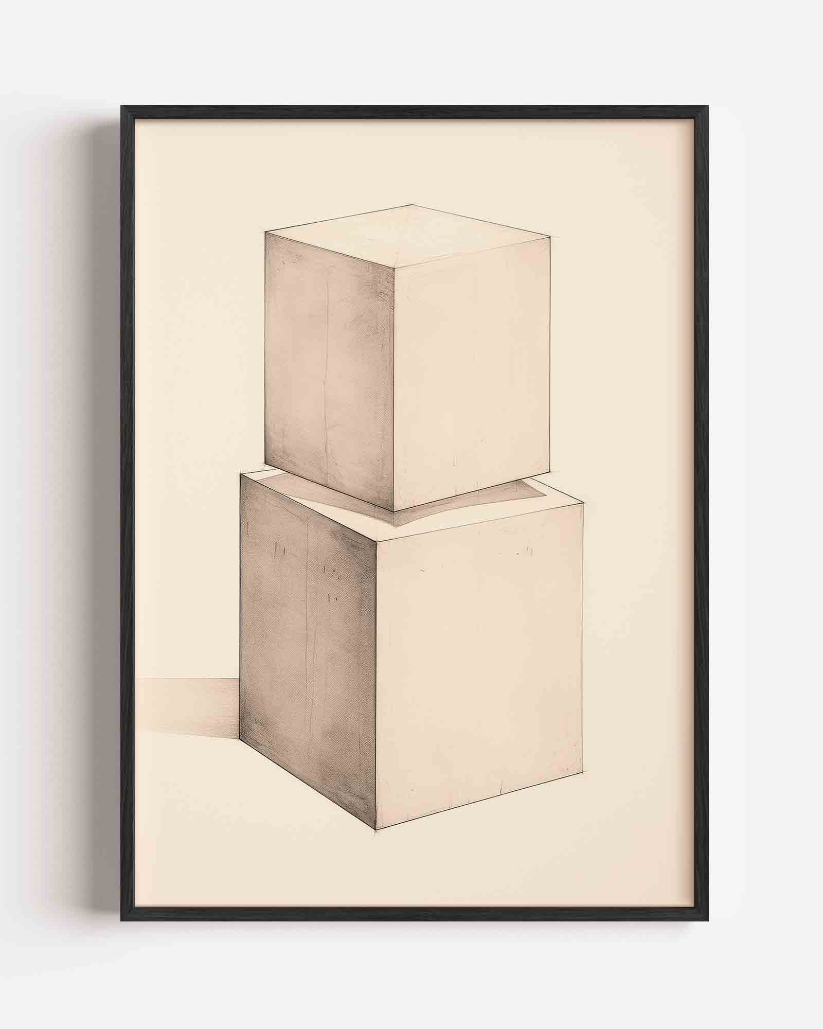 Twee kubussen Poster