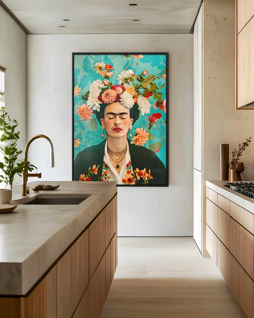 Bloemrijke Portretpracht Kunstwerk-canvas-dibond-plexiglas-wanddecoratie-WallArtistic