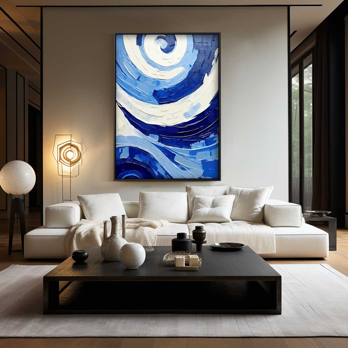 Spiralen van Blauw Kunstwerk-canvas-dibond-plexiglas-wanddecoratie-WallArtistic